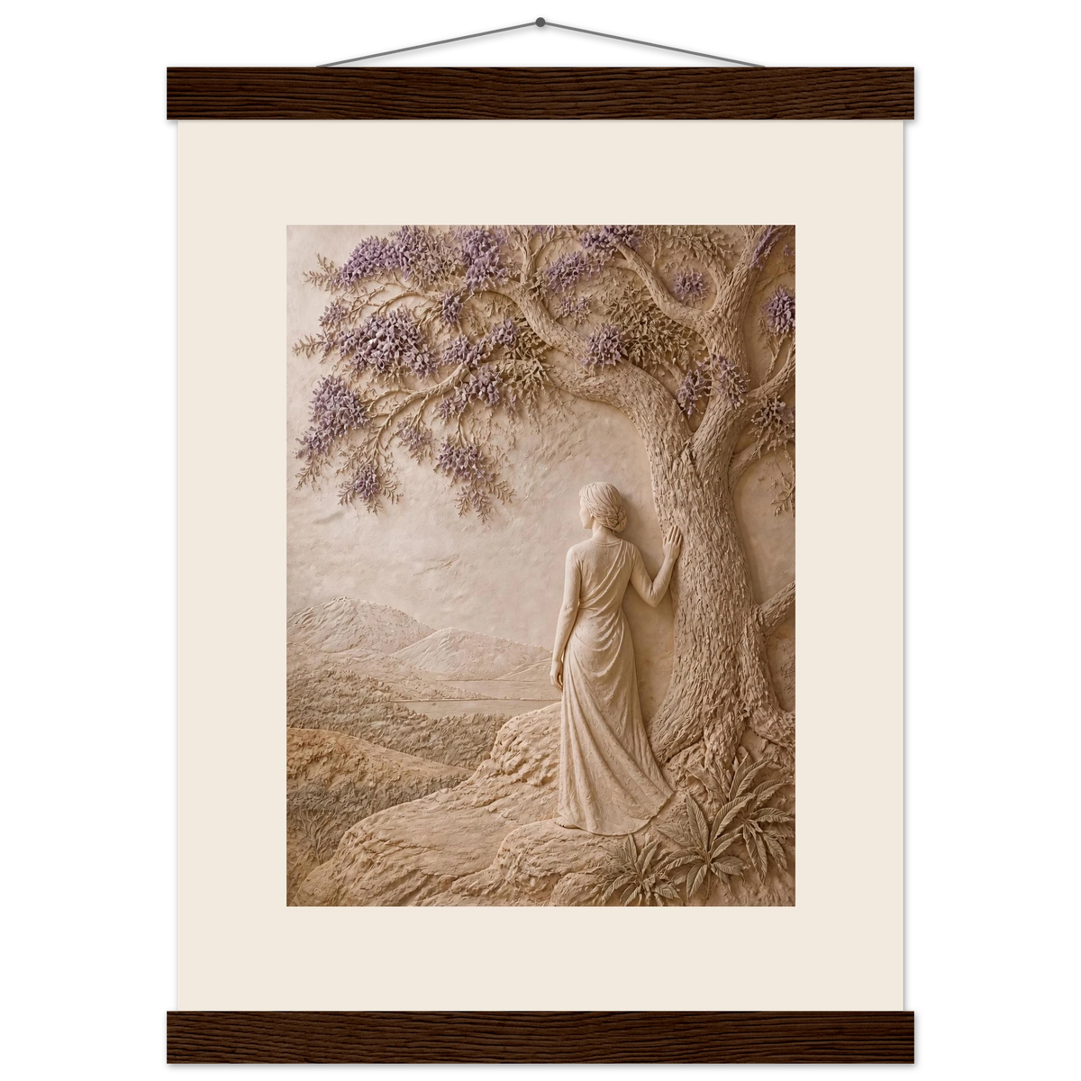 Old Friend: impasto, figure and companion tree. Fine art poster, alternate frame and size.
