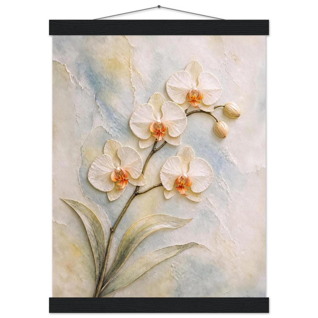 Porcelain Orchid: flowers and botanical. Fine art poster, alternate frame and size.