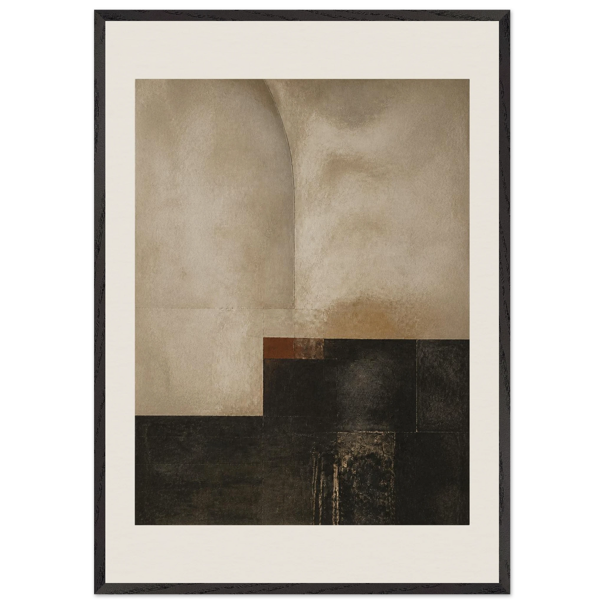 Limewash Triptych, Panel III of III: abstract, mineral texture and neutral tones. Framed fine art print by The Light Stays.