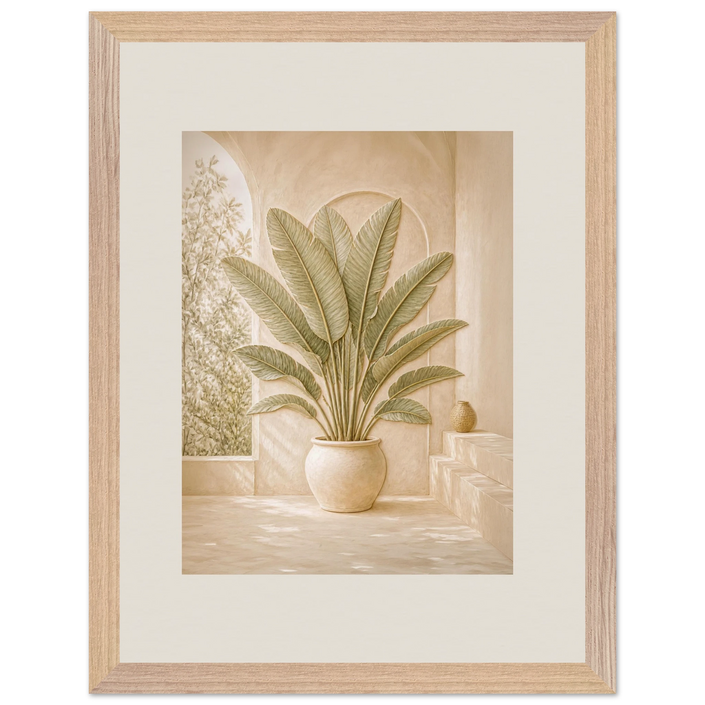 Courtyard Noon: landscape and sun. Museum-quality framed fine art print.