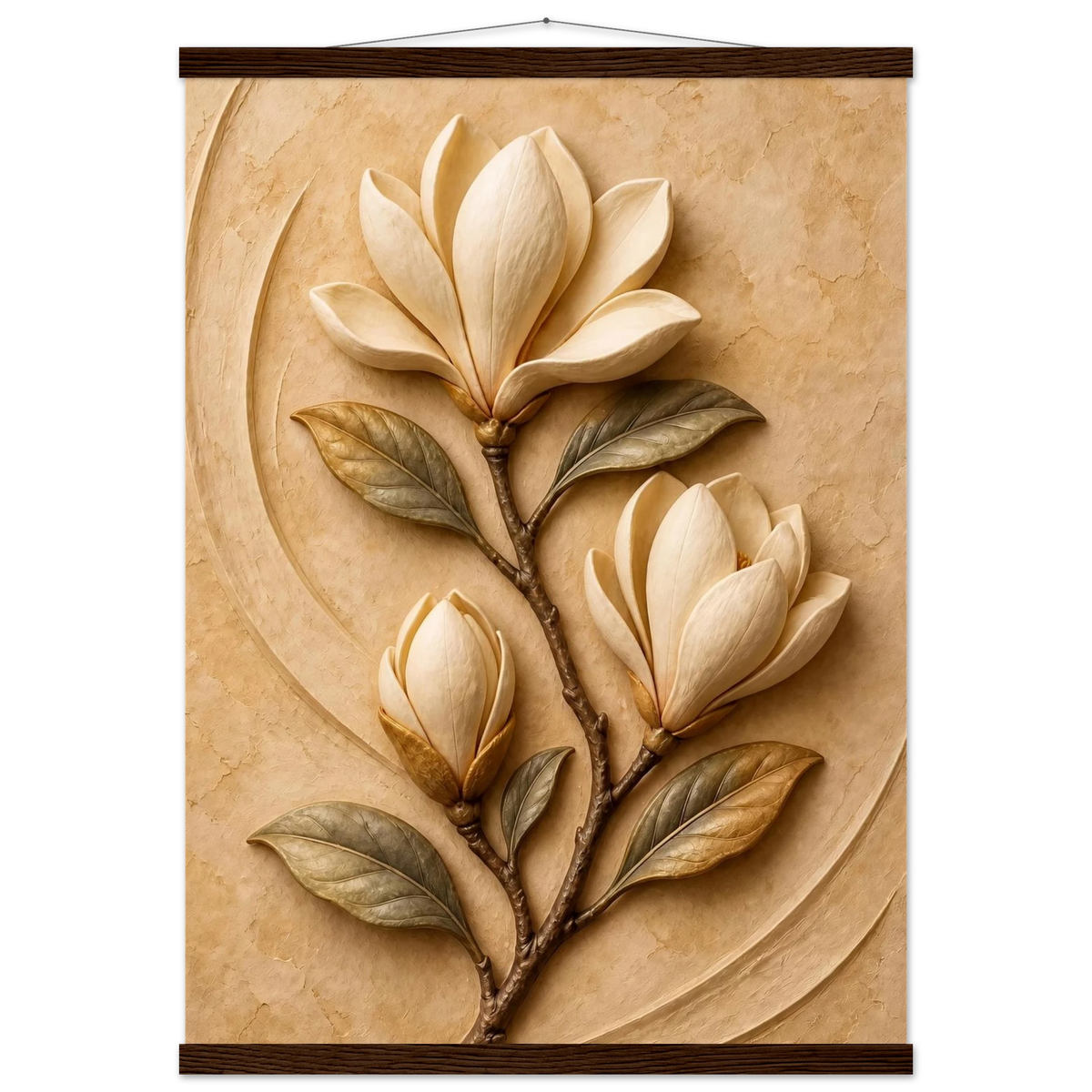 Magnolia Arc, flowers and botanical. Archival fine art poster shown framed.