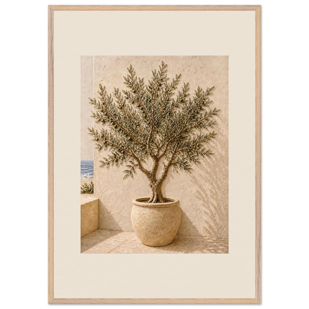 Olive Terrace: landscape and sun. Framed fine art print by The Light Stays.