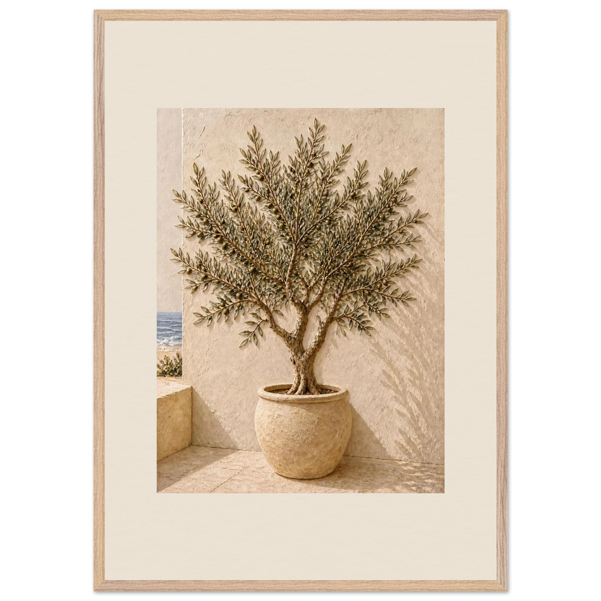 Olive Terrace: landscape and sun. Framed fine art print by The Light Stays.