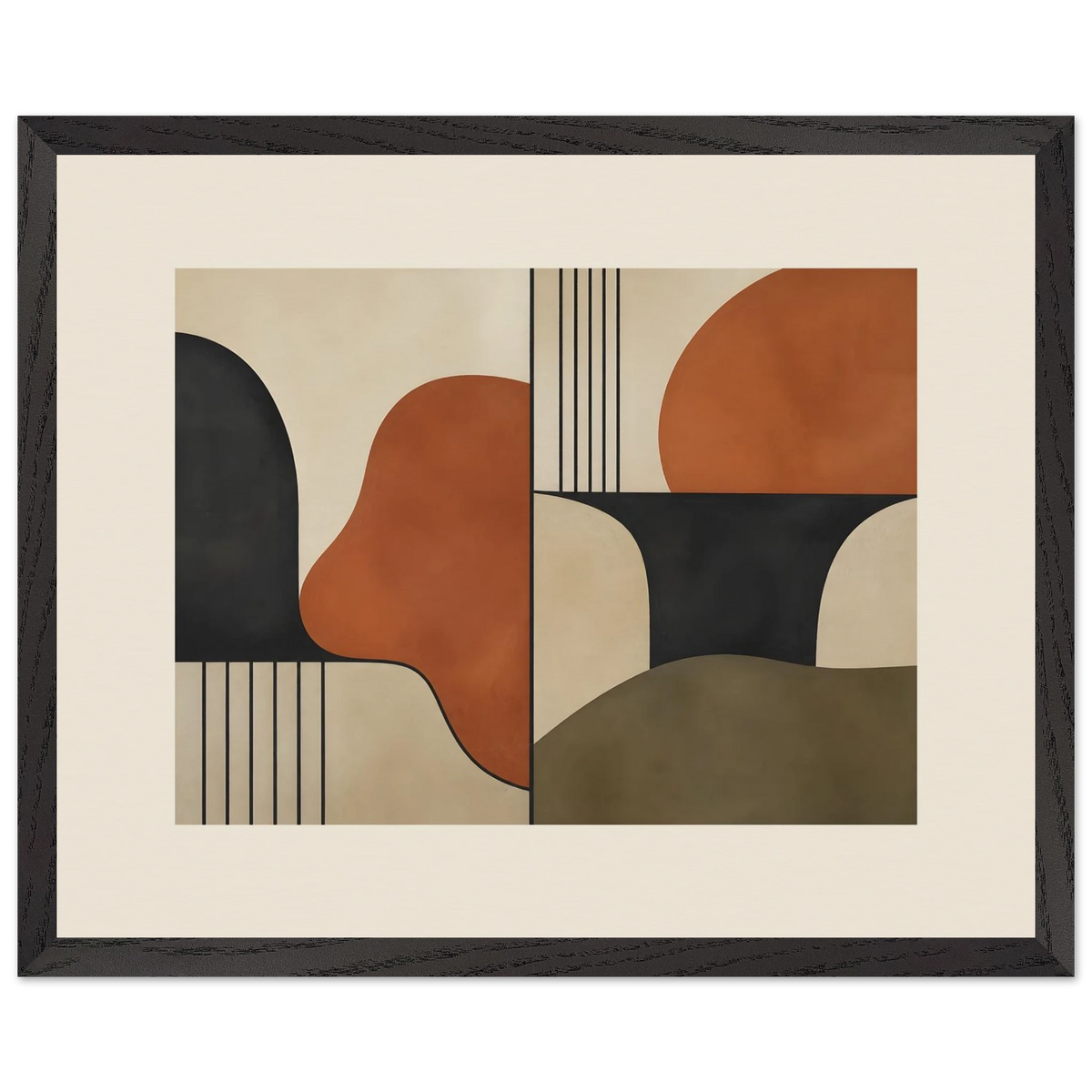 Compass and Clay: geometric abstract, clay and curves. Framed fine art print by The Light Stays.