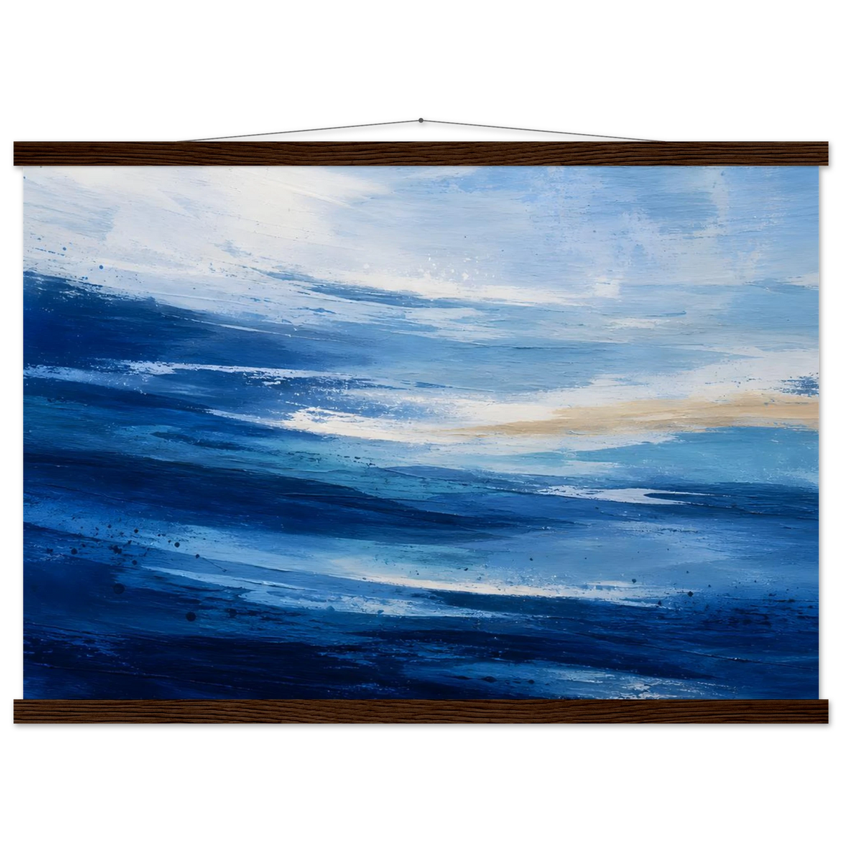 Atlantic Blue: coastline, ocean and texture. Fine art poster with wooden hanger by The Light Stays.