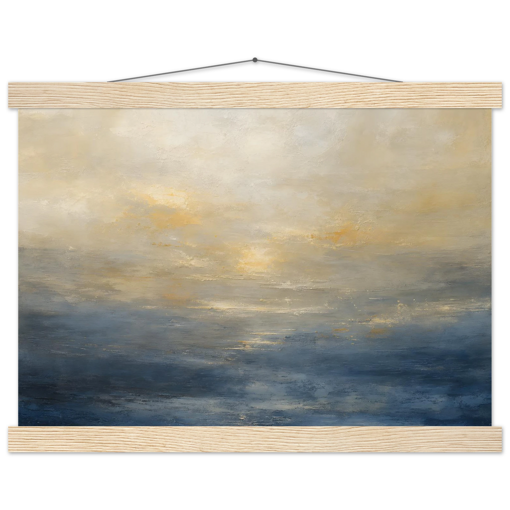 Golden Sea Mist: sea and coastal landscape. Museum-quality fine art poster.