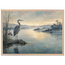 Heron at Dawn: japanese art and japandi. Framed fine art print, alternate frame and size.