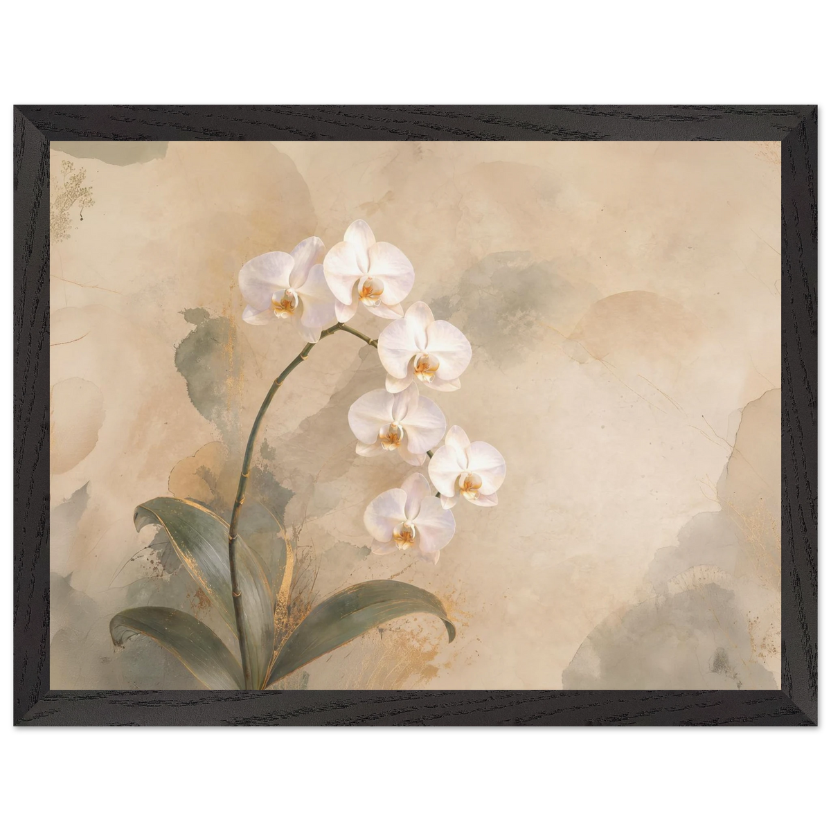 Orchid Luminance: botanical, pale gold and floral art. Framed fine art print by The Light Stays.