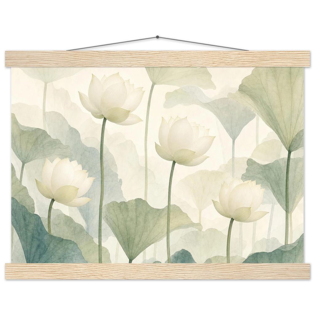 Ivory Lotus Screen: flowers and botanical. Fine art poster by The Light Stays.