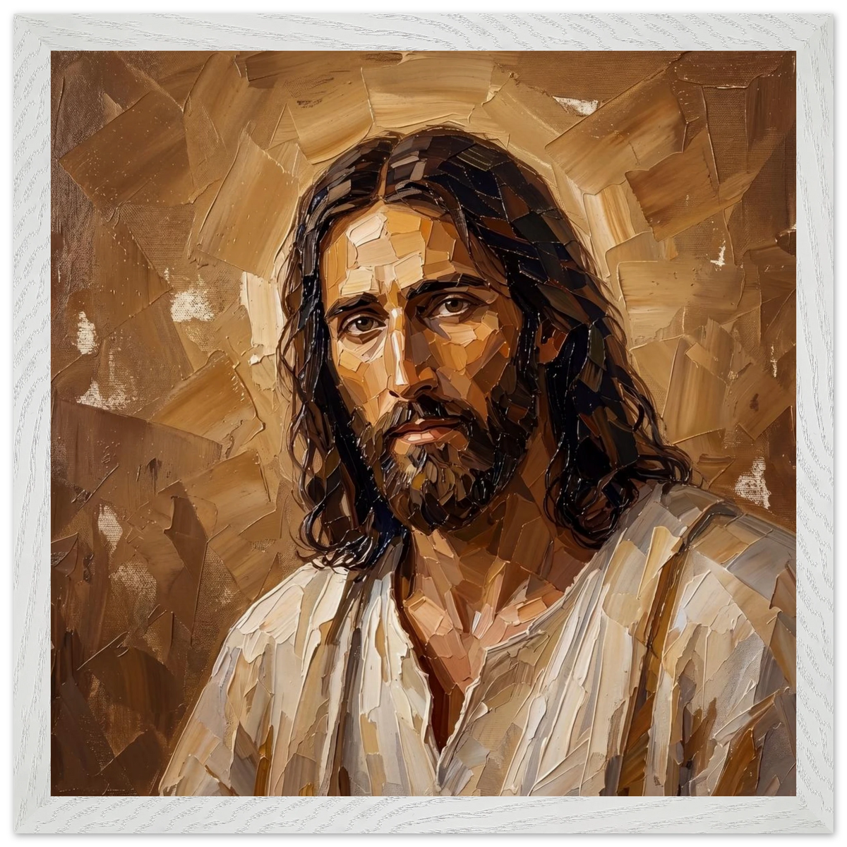 Kind Eyes: jesus, faith and serene gaze. Framed fine art print by The Light Stays.