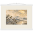 Golden Moon Bird, japanese art and japandi. Archival fine art poster shown framed.