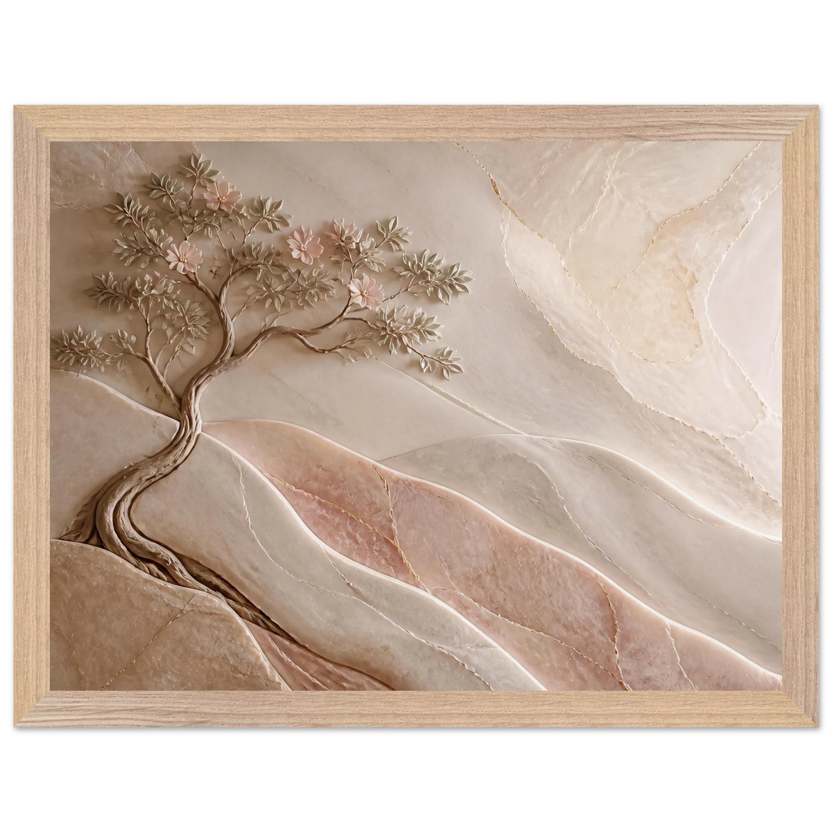 Stone Dawn: petra and siena. Framed fine art print, alternate frame and size.