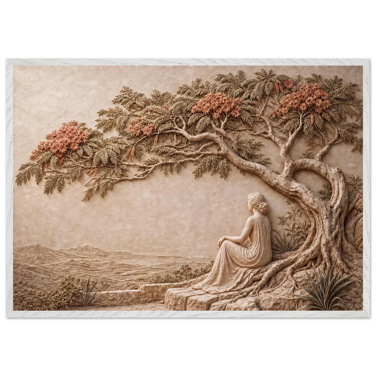 Under the Blossoms: impasto, figure and blossoming canopy. Museum-quality framed fine art print.