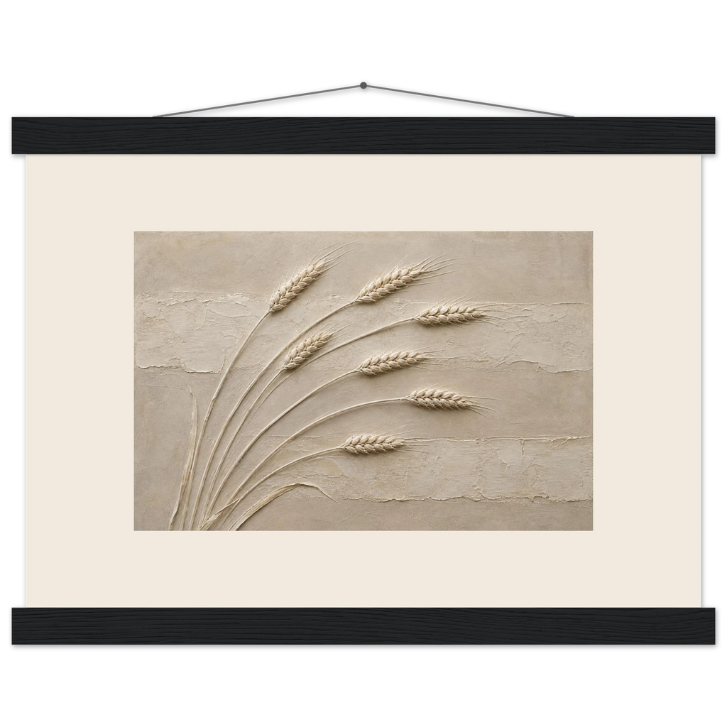 Wheat in Relief, faith, texture and botanical. Archival fine art poster shown framed.