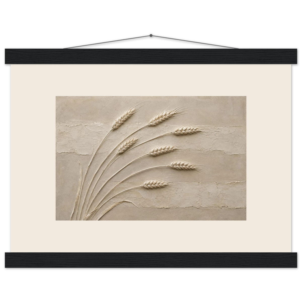 Wheat in Relief, faith, texture and botanical. Archival fine art poster shown framed.