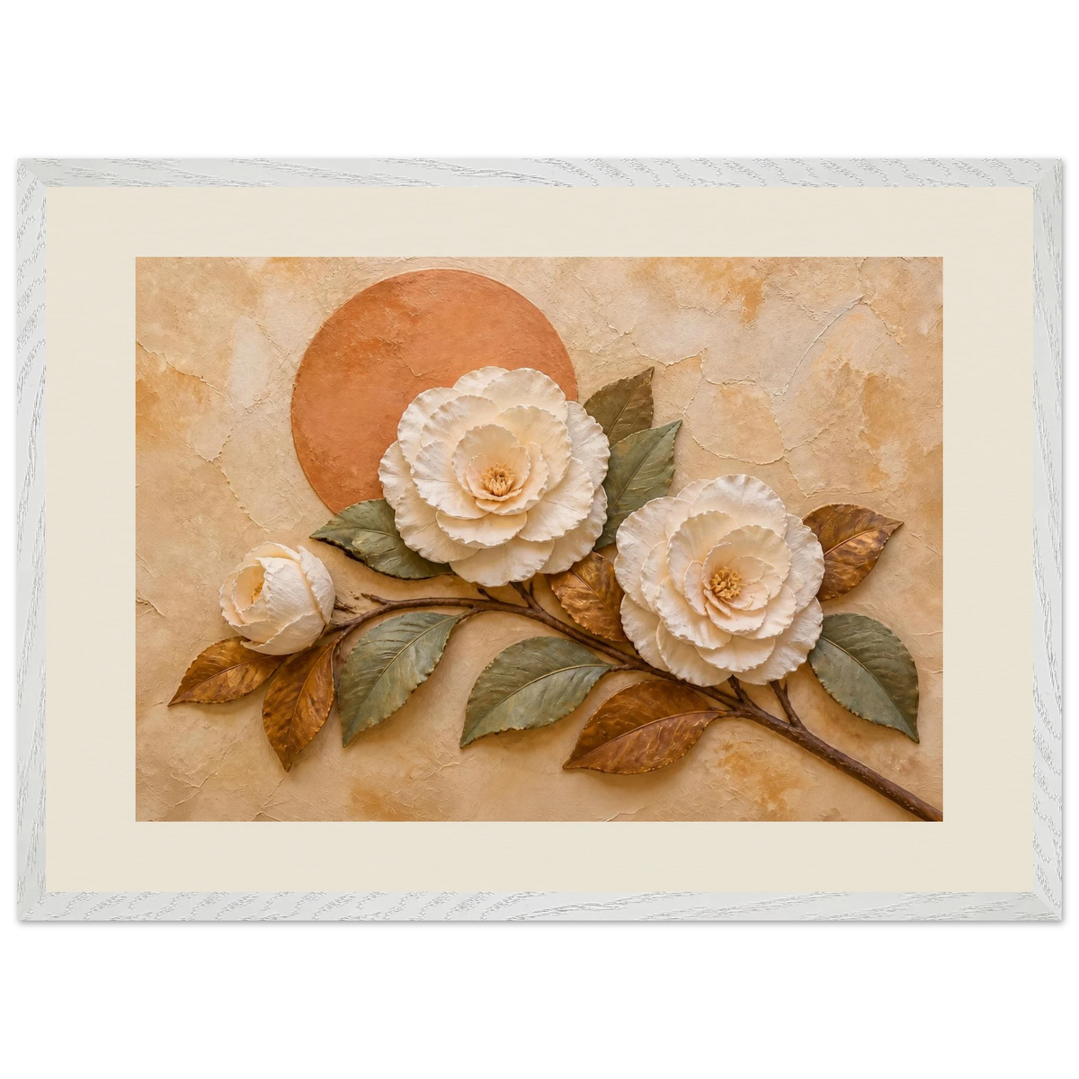 Camellia Eclipse, flowers and botanical. Archival framed fine art print shown framed.