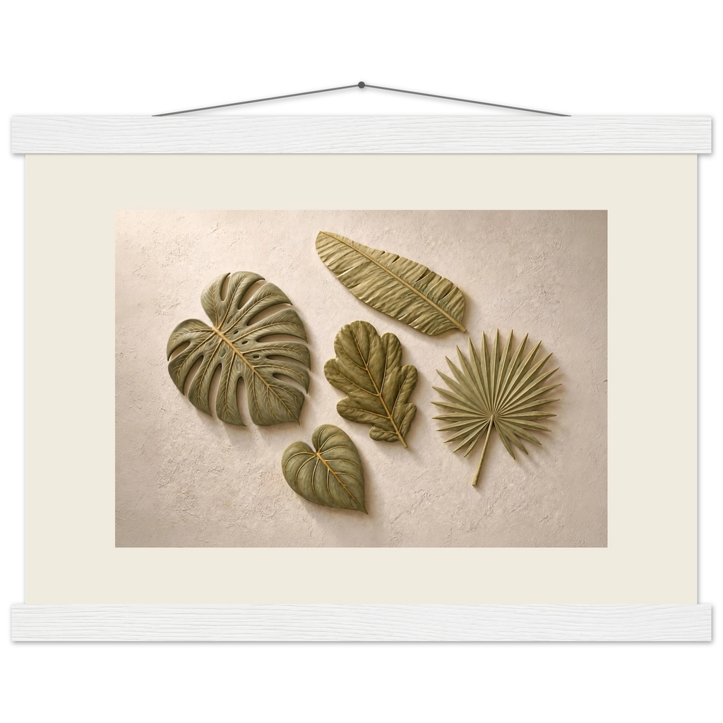 Green Constellation, botanical, green and loose rhythm. Archival fine art poster shown framed.