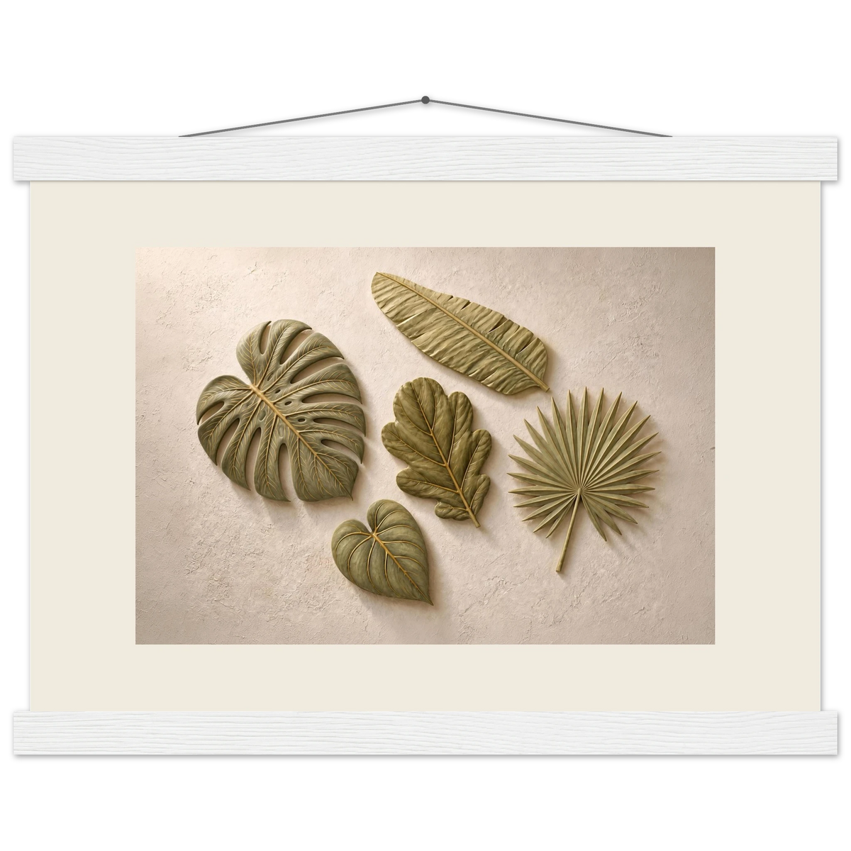 Green Constellation, botanical, green and loose rhythm. Archival fine art poster shown framed.
