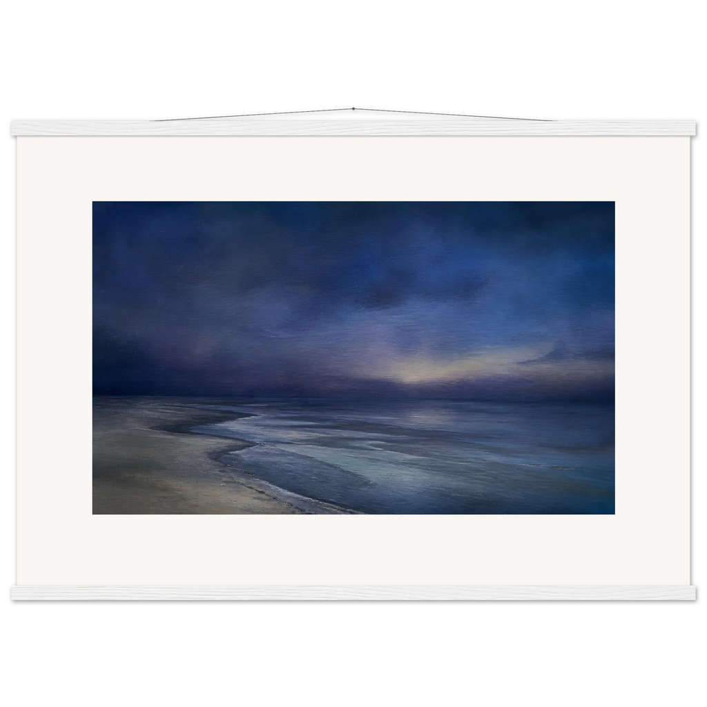 Blue Hour Shore: sea and coastal landscape. Fine art poster by The Light Stays.