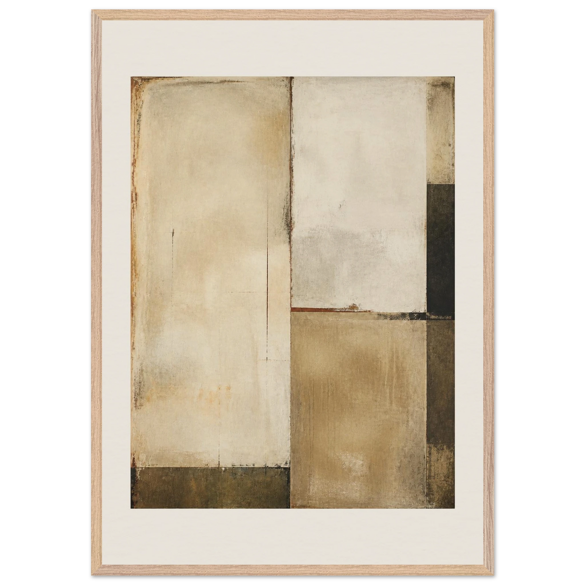 Earth and Charcoal Diptych, Panel II of II: abstract, geometry and mineral palette. Framed fine art print by The Light Stays.