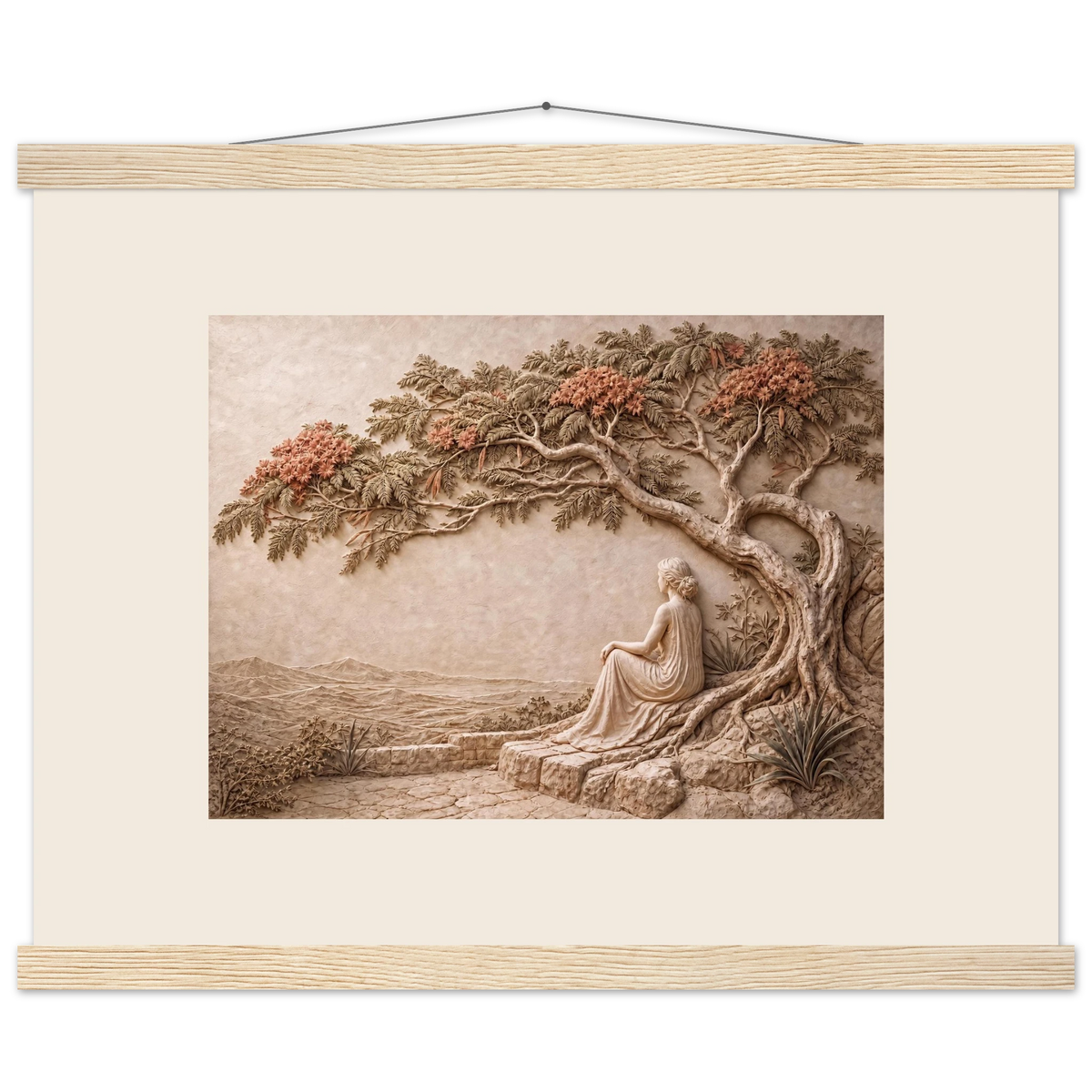Under the Blossoms, petra and flora. Archival fine art poster shown framed.