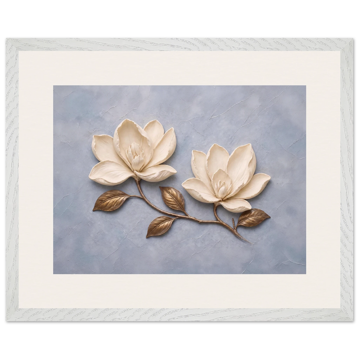 Bronze Magnolia: flowers and botanical. Framed fine art print, alternate frame and size.