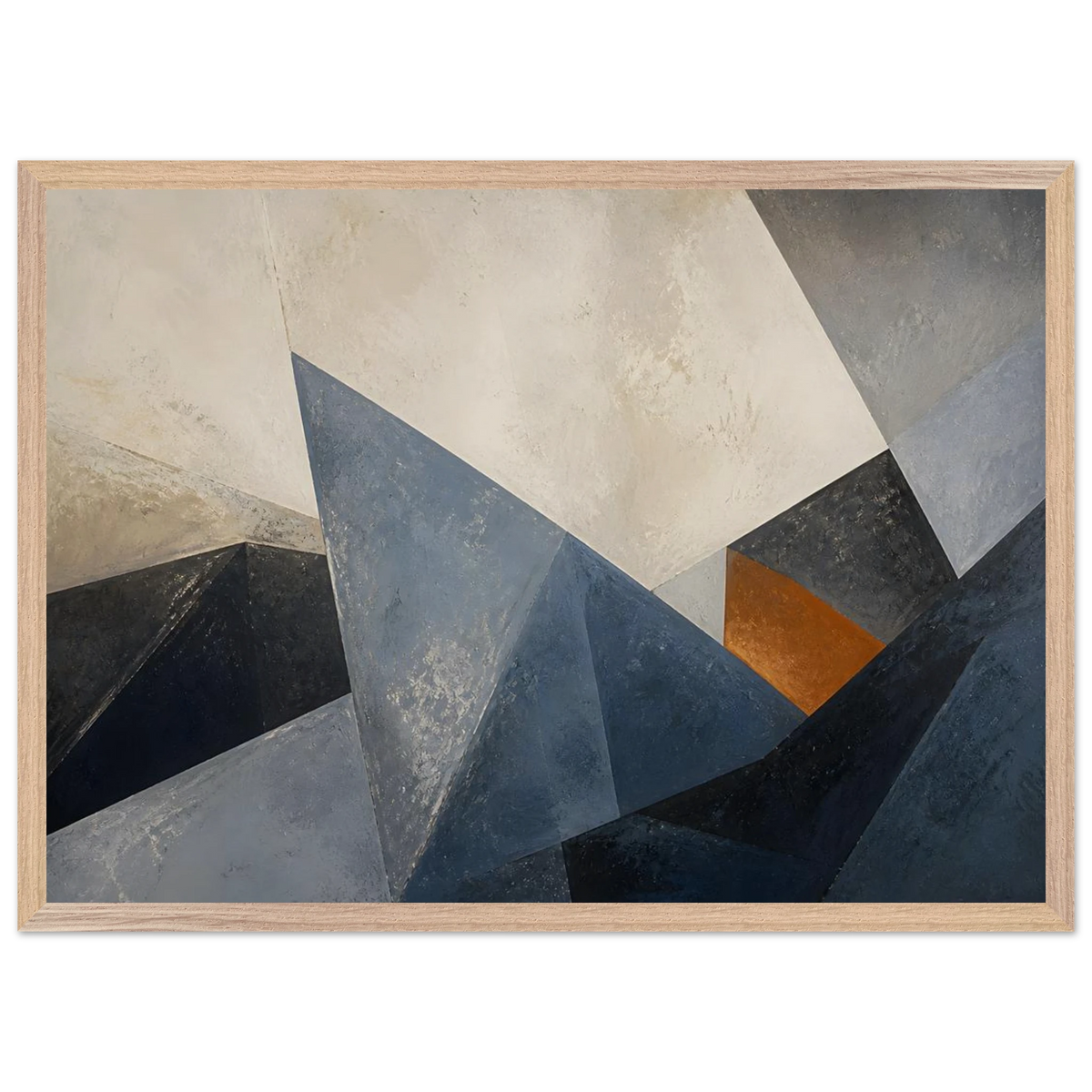 Slate Folds: abstract, mineral blue and texture. Framed fine art print, alternate frame and size.