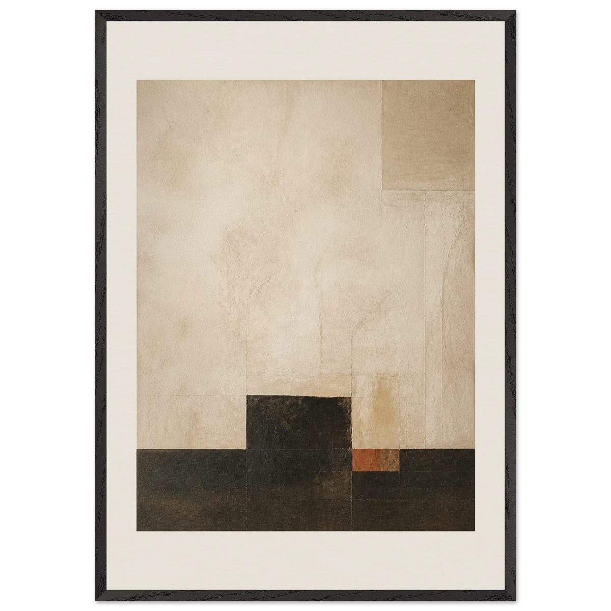 Limewash Triptych, Panel I of III: abstract, mineral texture and neutral tones. Framed fine art print by The Light Stays.
