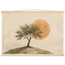 Pôster Olive Noon com suporte de madeira, oliveira diante de grande sol âmbar