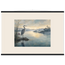 Heron at Dawn, japanese art and japandi. Archival fine art poster shown framed.