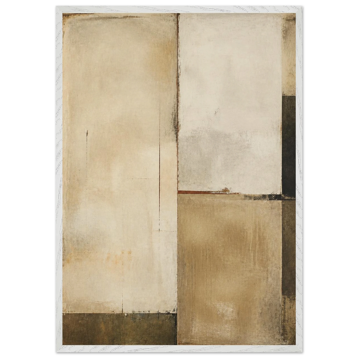 Earth and Charcoal Diptych, Panel II of II, abstract, geometry and mineral palette. Archival framed fine art print shown framed.