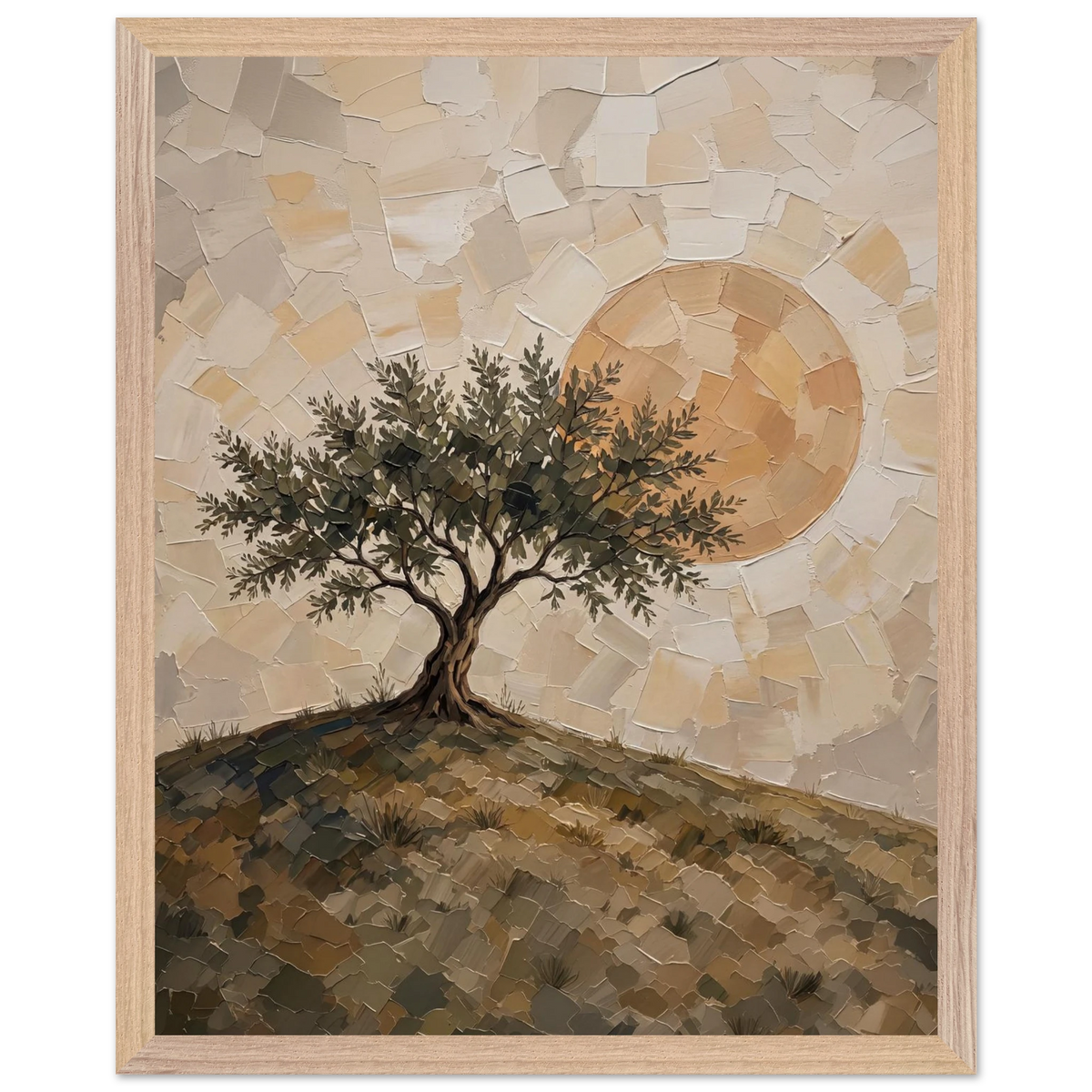 Olive Noon: hills, botanical and golden tones. Framed fine art print by The Light Stays.