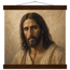 Pôster Kind Eyes com suporte de madeira, retrato sereno de Jesus em luz quente