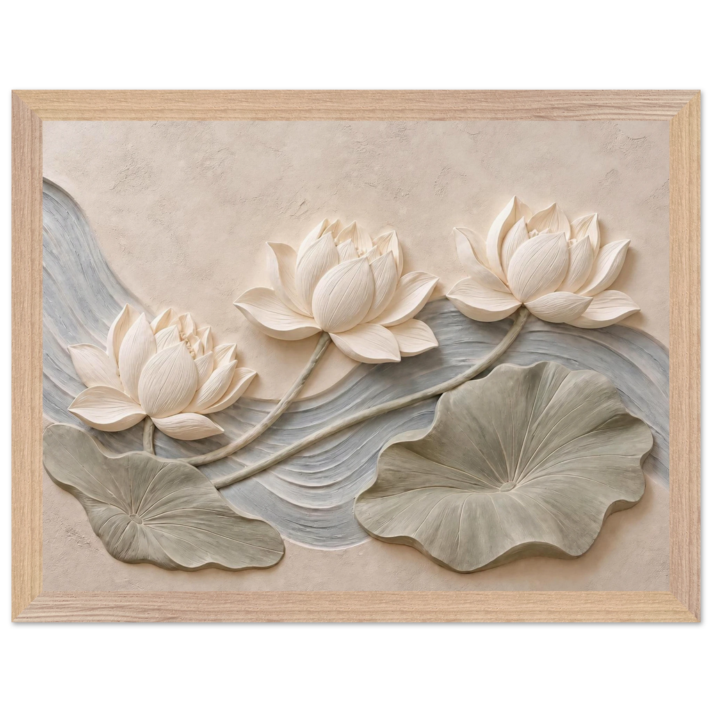 Lotus Current: flowers and botanical. Museum-quality framed fine art print.