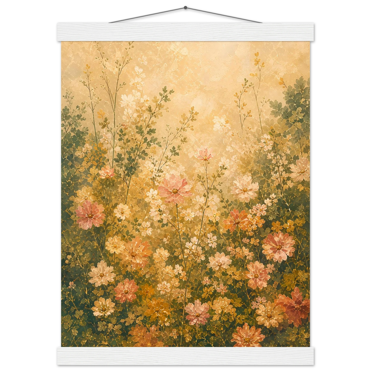 Petal Garden: flowers, botanical and abundance. Fine art poster with wooden hanger by The Light Stays.