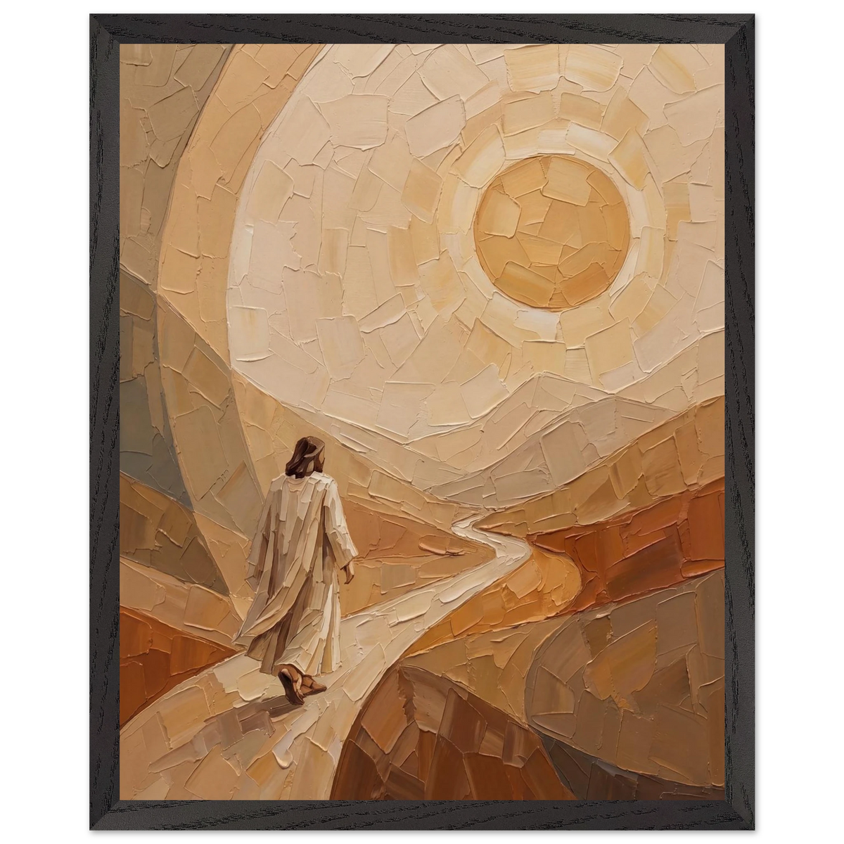 Lightfall: jesus, landscape and golden tones. Framed fine art print by The Light Stays.