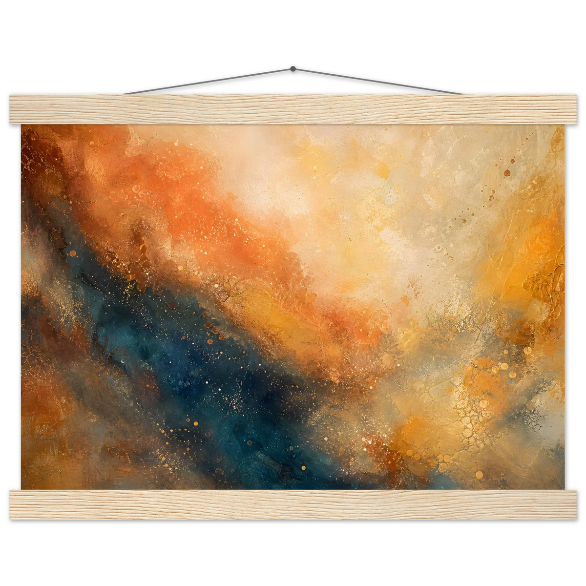 Warm Cosmic Field: galaxy, night sky and celestial art. Fine art poster with wooden hanger by The Light Stays.
