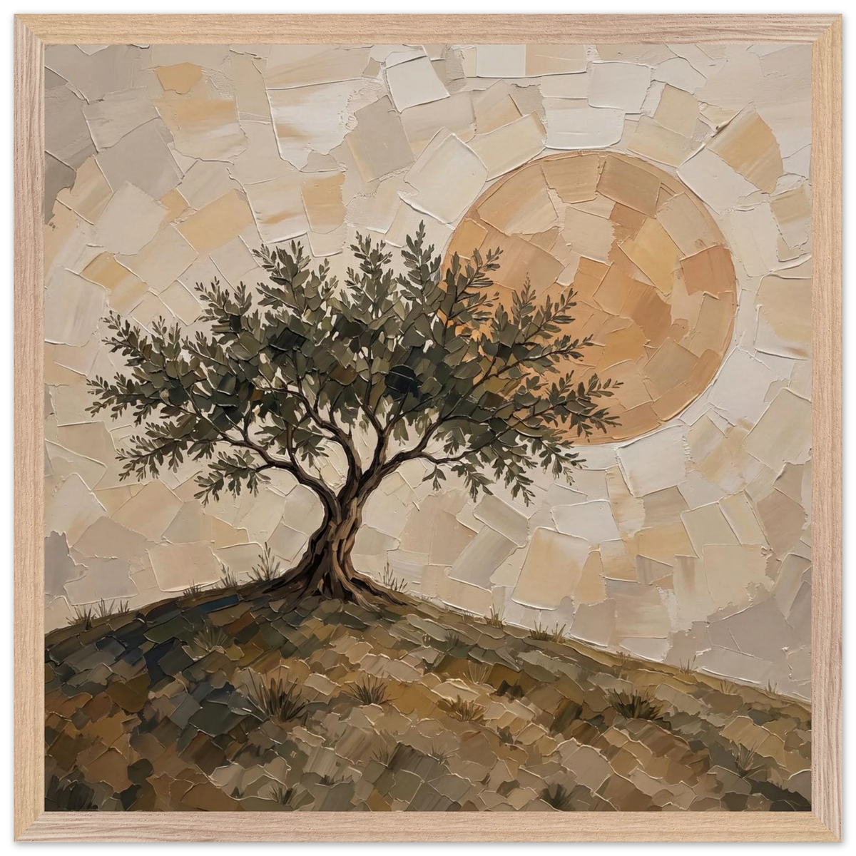 Olive Noon: hills, botanical and golden tones. Framed fine art print by The Light Stays.