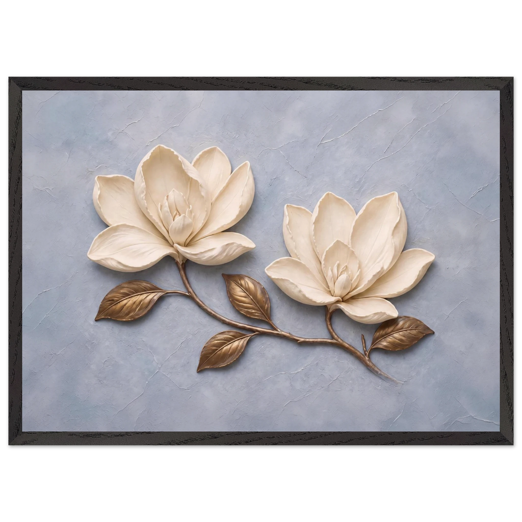 Bronze Magnolia: flowers and botanical. Museum-quality framed fine art print.
