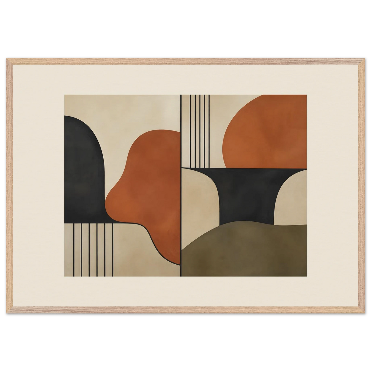 Compass and Clay: geometric abstract, clay and curves. Framed fine art print by The Light Stays.