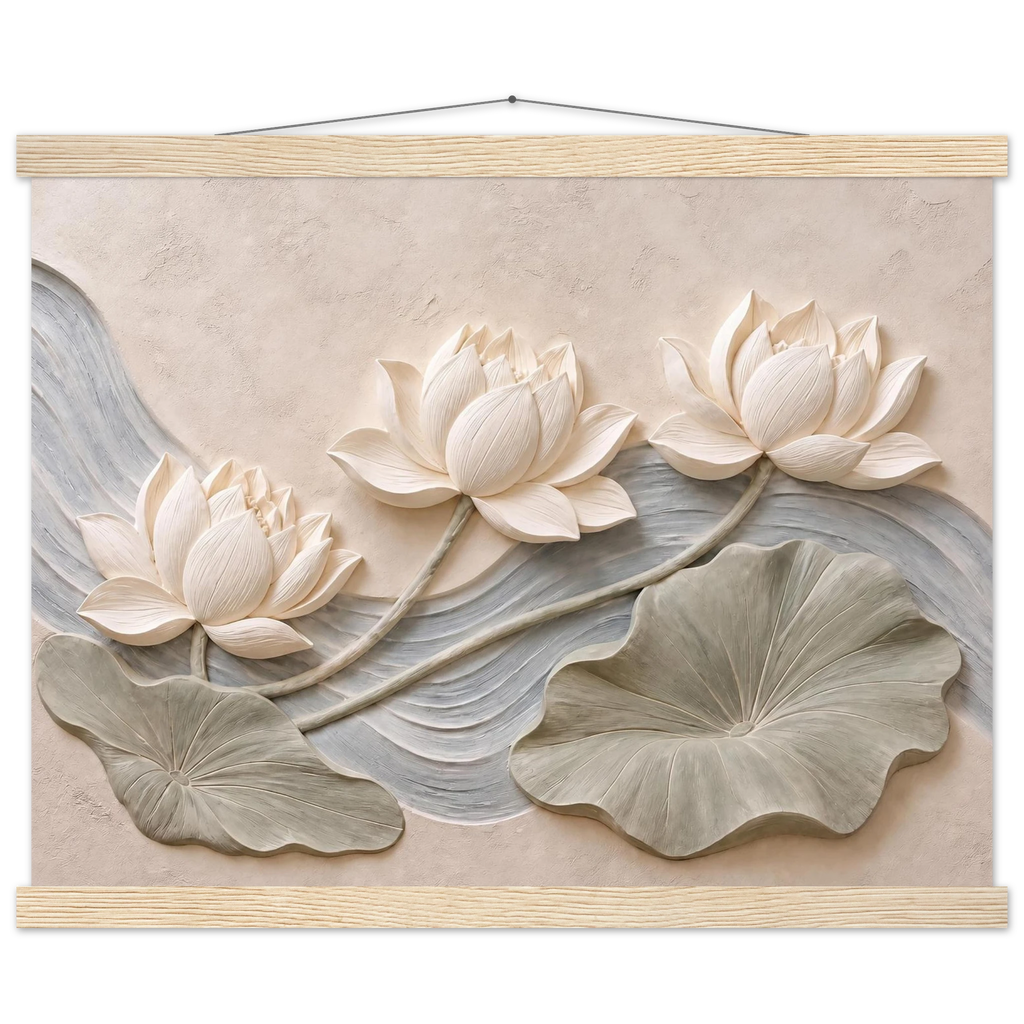 Lotus Current: flowers and botanical. Museum-quality fine art poster.