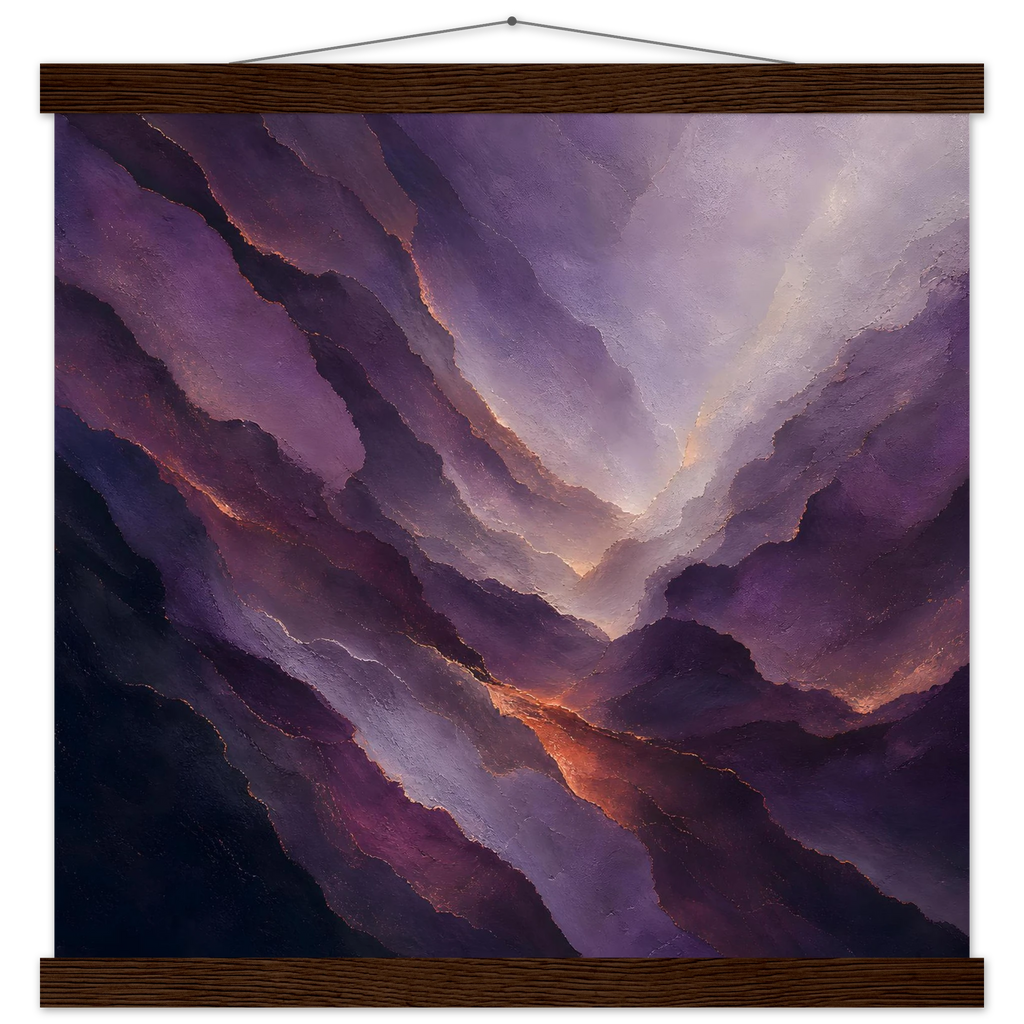 Violet Infinity, moon and night. Archival fine art poster shown framed.