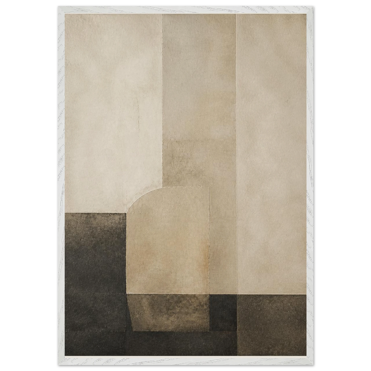 Limewash Triptych, Panel II of III, abstract, mineral texture and neutral tones. Archival framed fine art print shown framed.