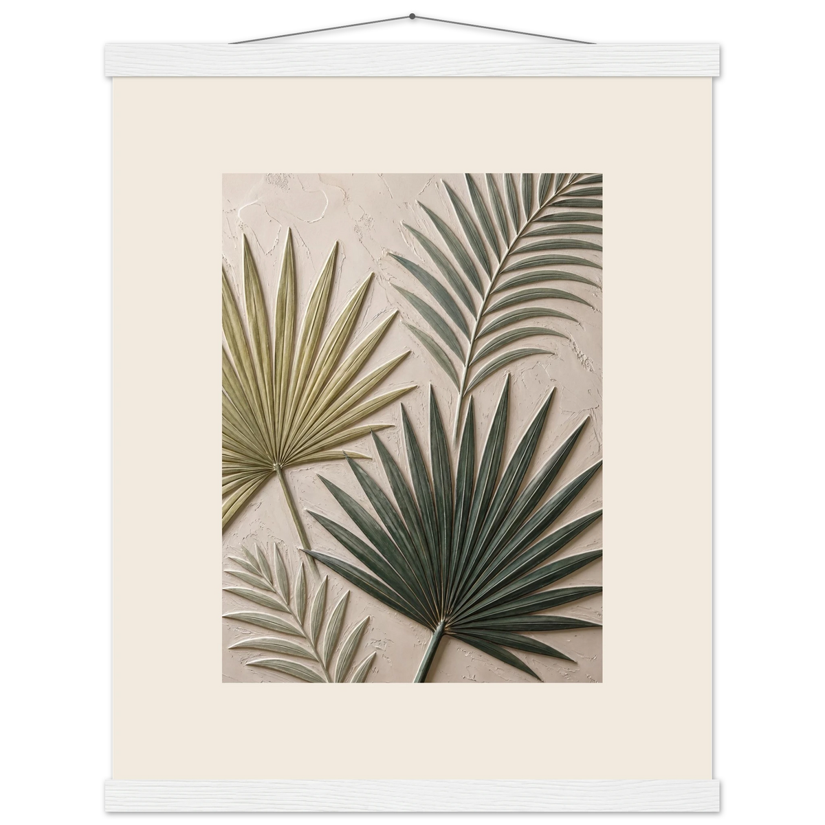 Carved Fronds: impasto, leaves and sand tones. Fine art poster by The Light Stays.