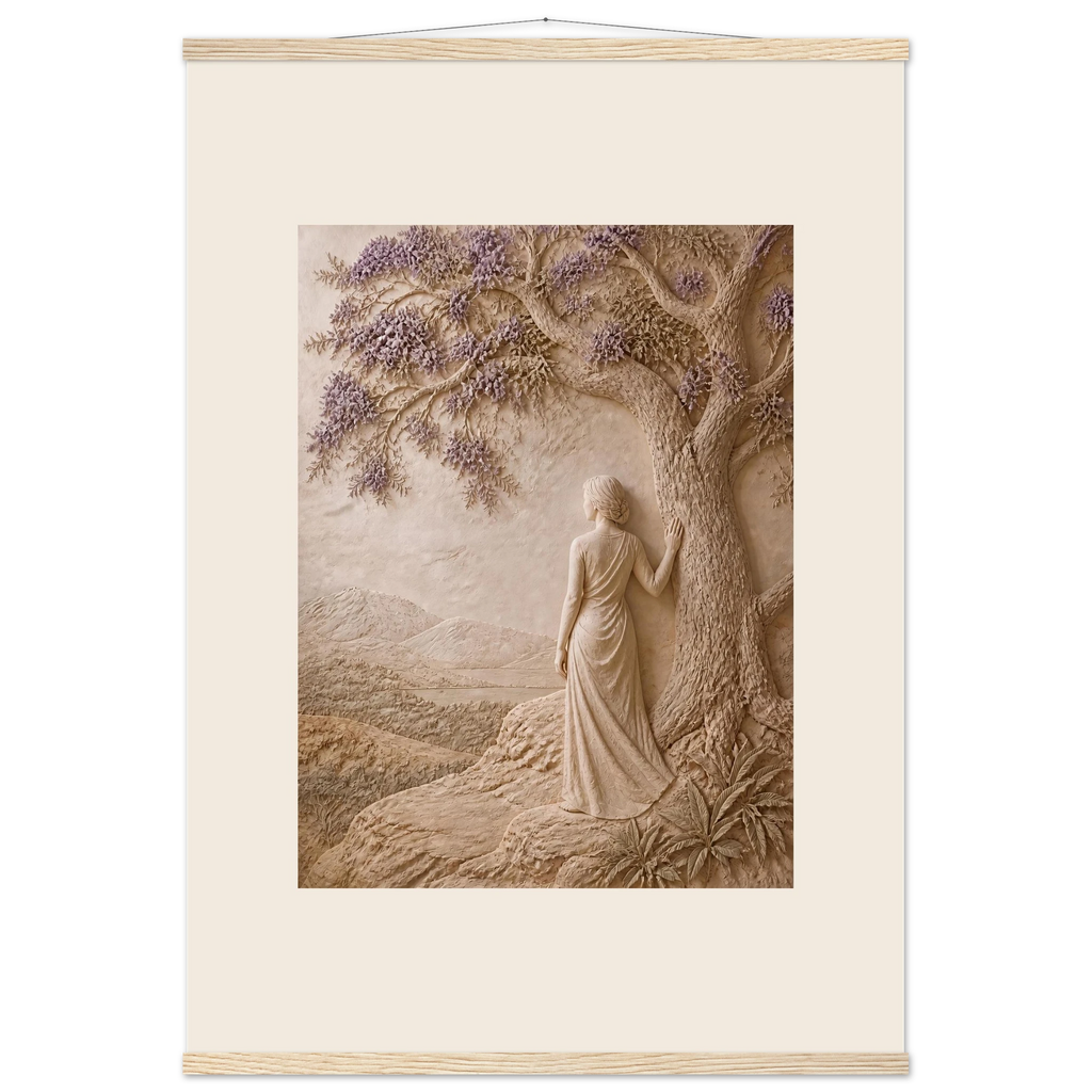 Old Friend: impasto, figure and companion tree. Fine art poster by The Light Stays.