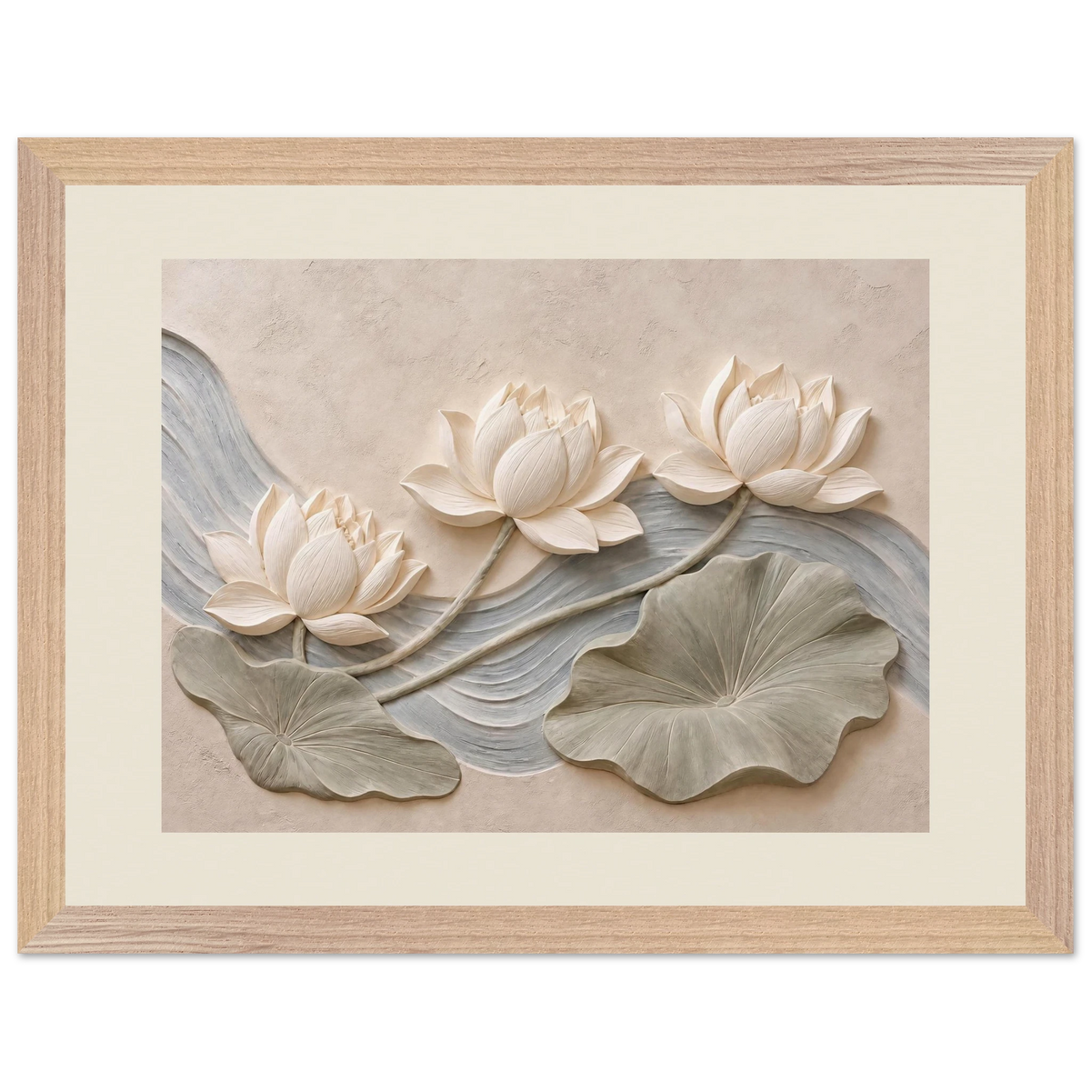 Lotus Current, flowers and botanical. Archival framed fine art print shown framed.