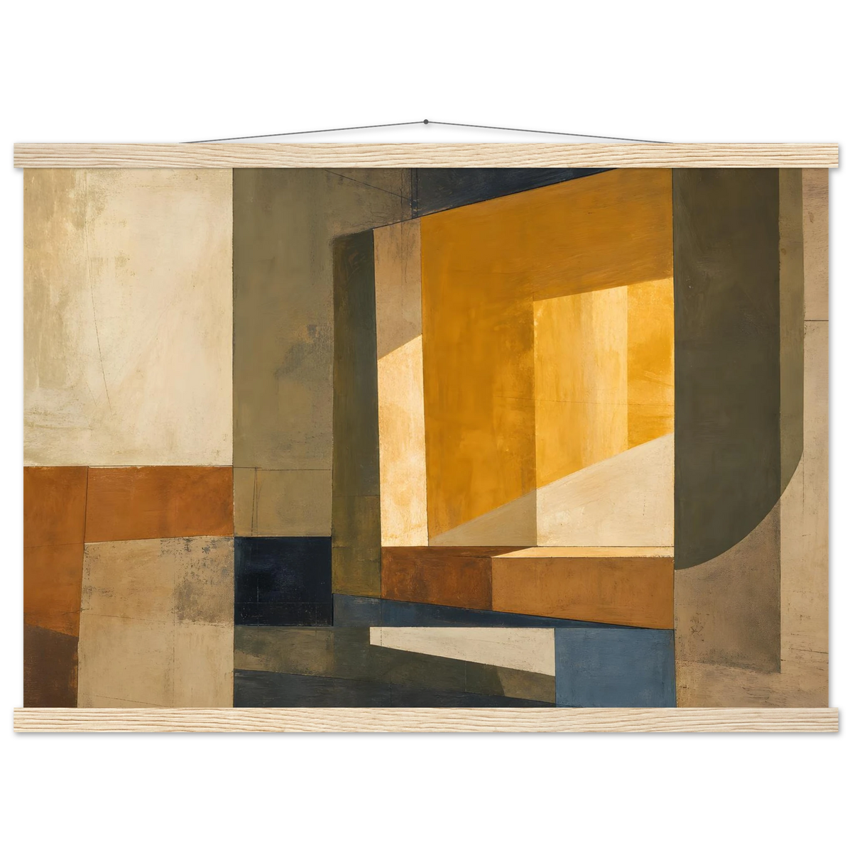 Ochre Window: architecture, mediterranean and earth tones. Fine art poster with wooden hanger by The Light Stays.