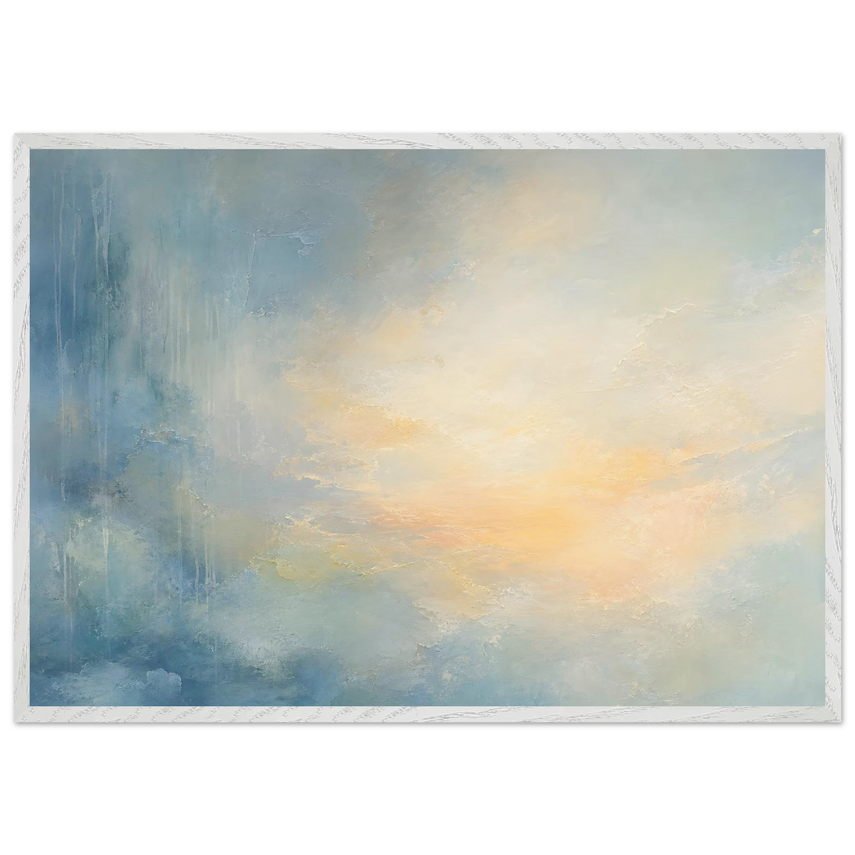 Dawn after Rain: sunrise, coastline and washed light. Framed fine art print, alternate frame and size.