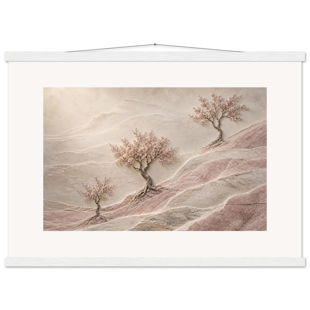 Blossom Terraces: flowers and botanical. Museum-quality fine art poster.