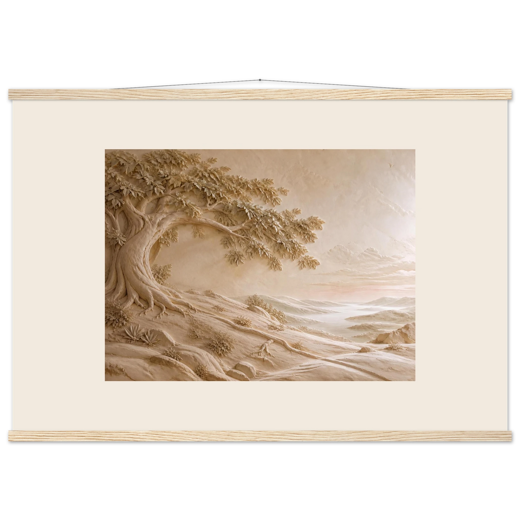 Sandstone Dawn: lumen and siena. Museum-quality fine art poster.